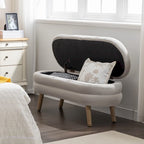 Banc de rangement pour chambre à coucher avec pieds en bois