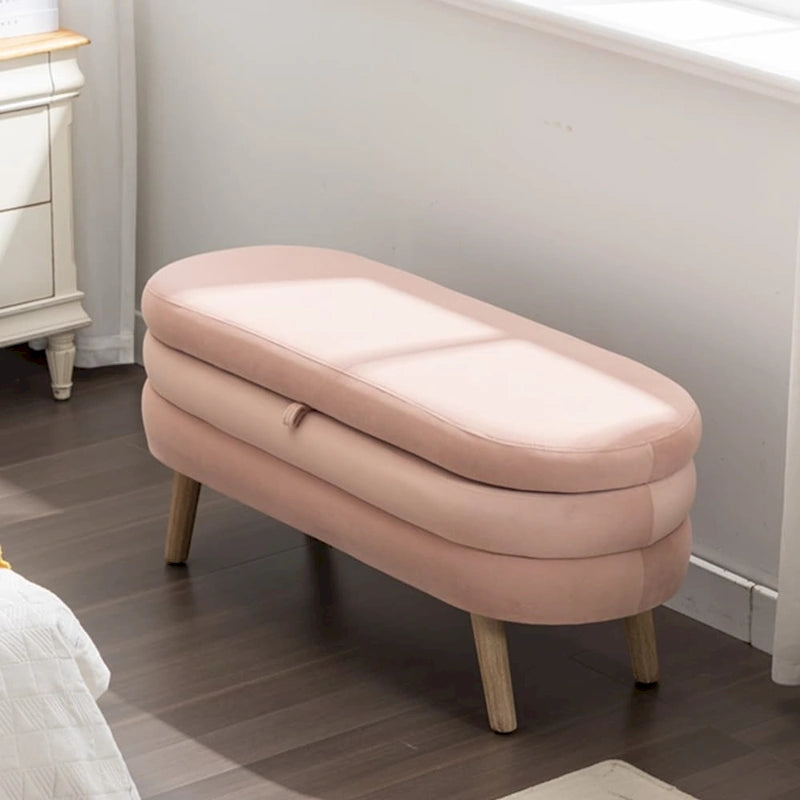 Banc de rangement pour chambre à coucher avec pieds en bois