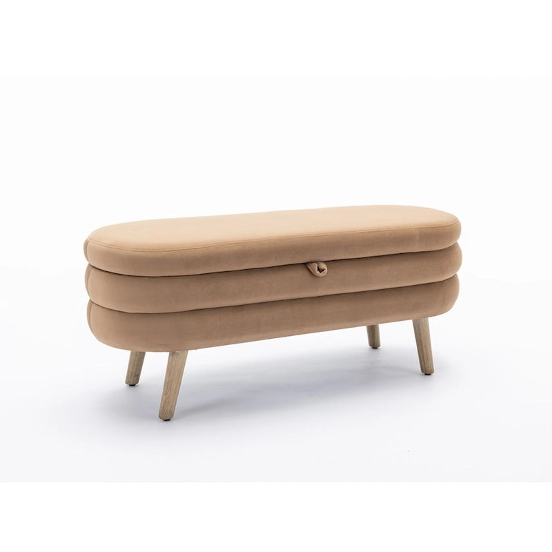 Banc de rangement pour chambre à coucher avec pieds en bois