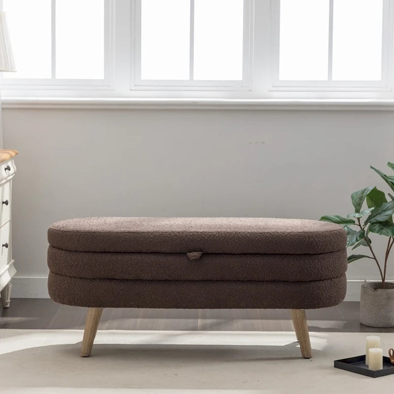 Banc de rangement pour chambre à coucher avec pieds en bois