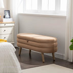 Banc de rangement pour chambre à coucher avec pieds en bois