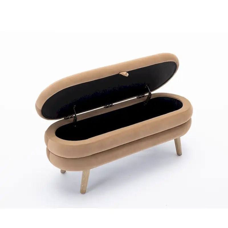 Banc de rangement pour chambre à coucher avec pieds en bois