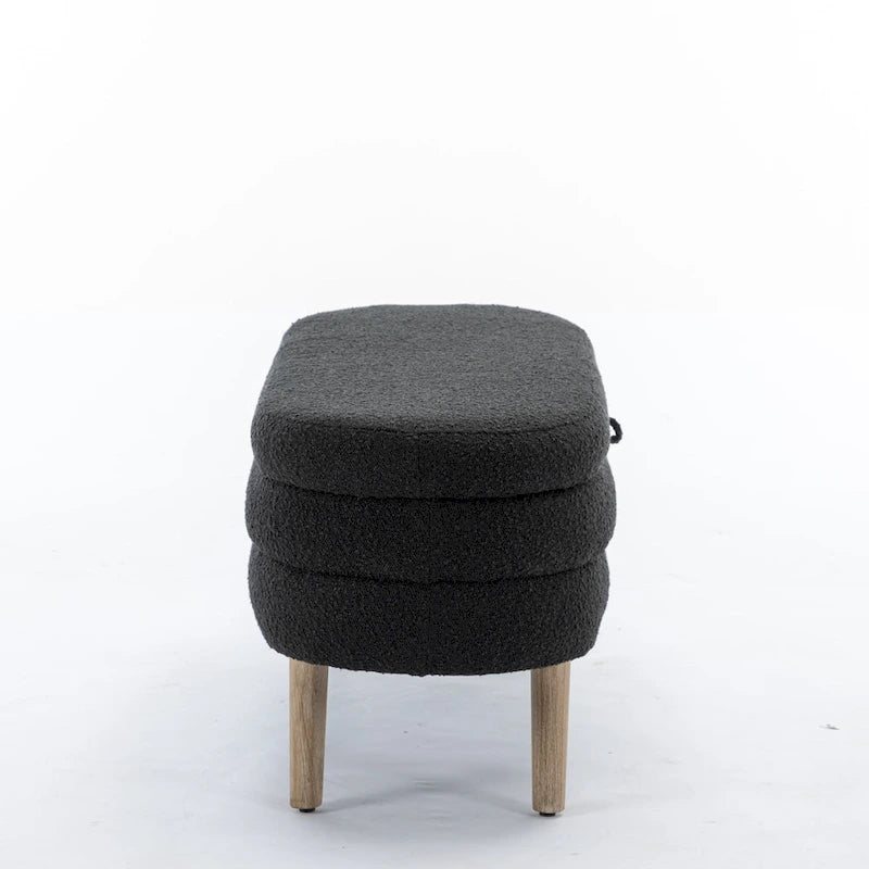 Banc de rangement pour chambre à coucher avec pieds en bois