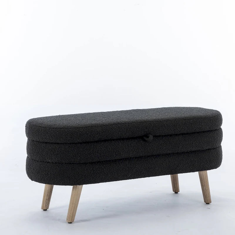 Banc de rangement pour chambre à coucher avec pieds en bois