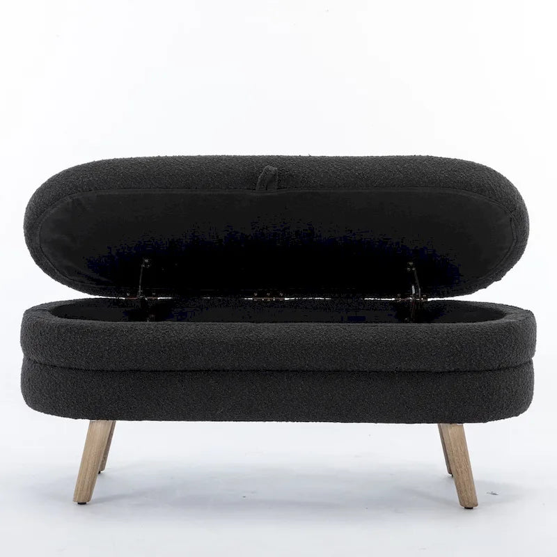 Banc de rangement pour chambre à coucher avec pieds en bois