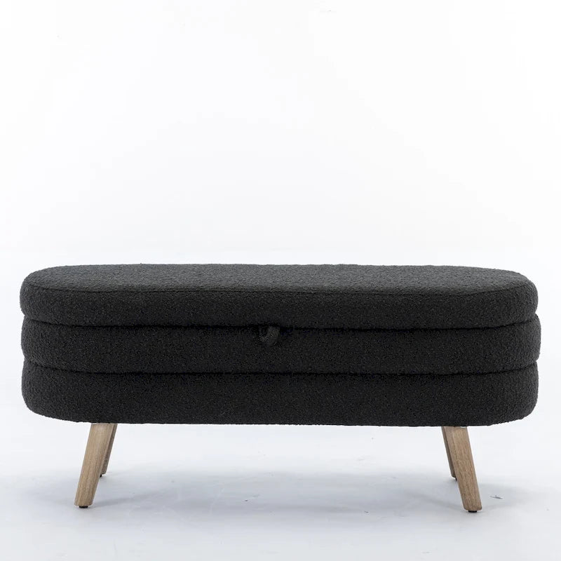 Banc de rangement pour chambre à coucher avec pieds en bois