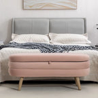 Banc de rangement pour chambre à coucher avec pieds en bois