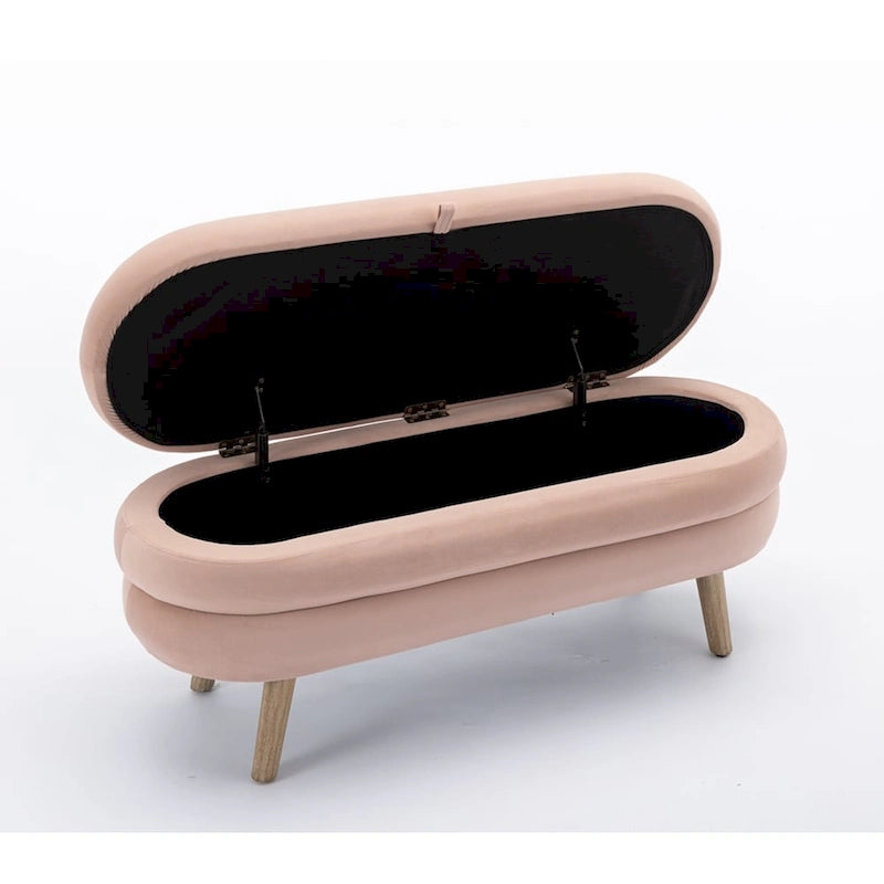 Banc de rangement pour chambre à coucher avec pieds en bois