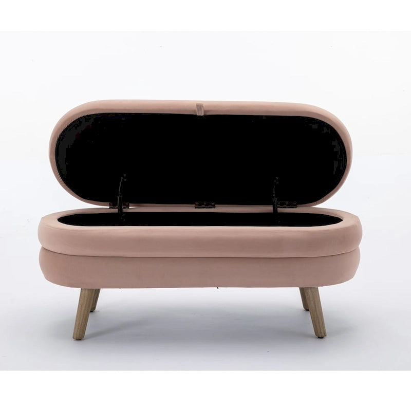 Banc de rangement pour chambre à coucher avec pieds en bois