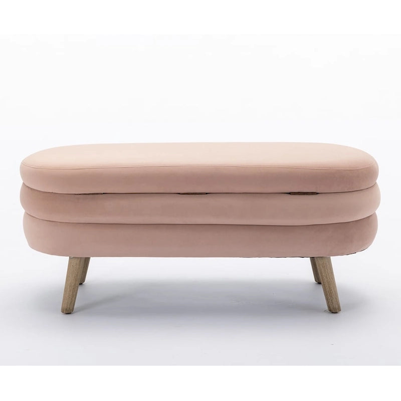 Banc de rangement pour chambre à coucher avec pieds en bois