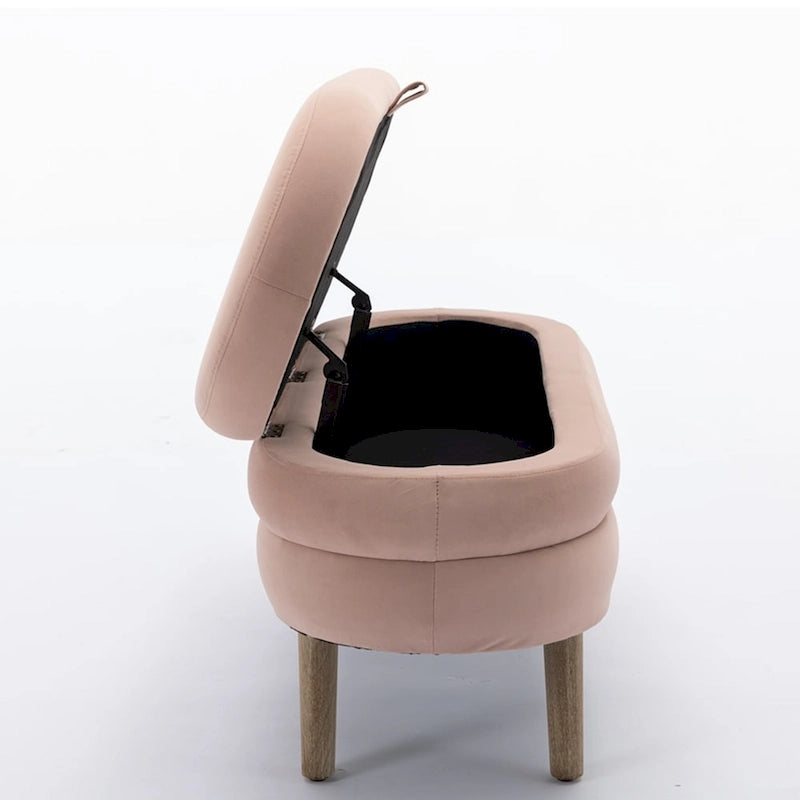 Banc de rangement pour chambre à coucher avec pieds en bois