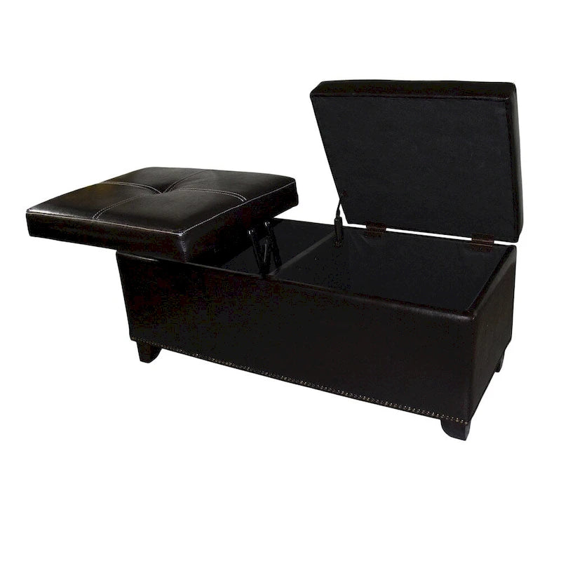 Banc de rangement en similicuir de 15 pouces et table à plateau relevable