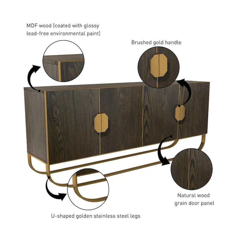 Meuble d'appoint en bois à 4 portes Clihome Furniture