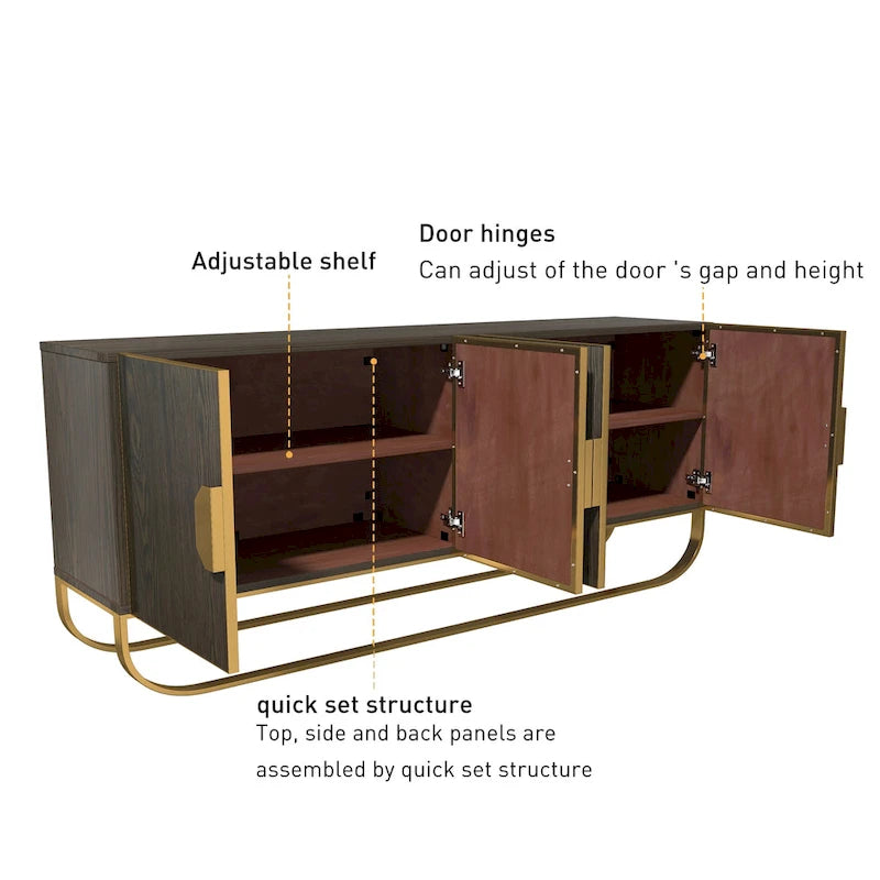 Meuble d'appoint en bois à 4 portes Clihome Furniture