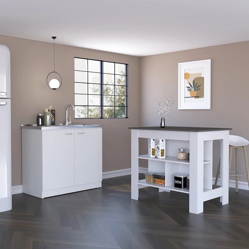 Ensemble de cuisine TUHOME Phoenix 2 pièces avec îlot central et meuble sous-évier - Non disponible