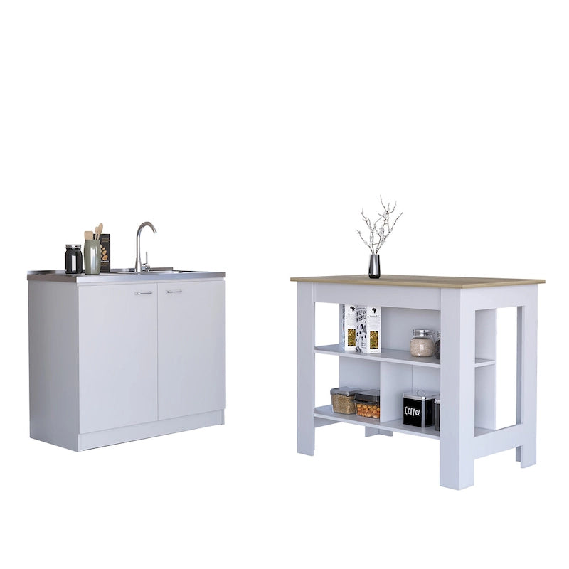 Ensemble de cuisine TUHOME Phoenix 2 pièces avec îlot central et meuble sous-évier - Non disponible