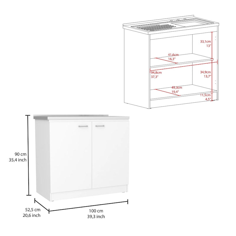 Ensemble de cuisine TUHOME Phoenix 2 pièces avec îlot central et meuble sous-évier - Non disponible