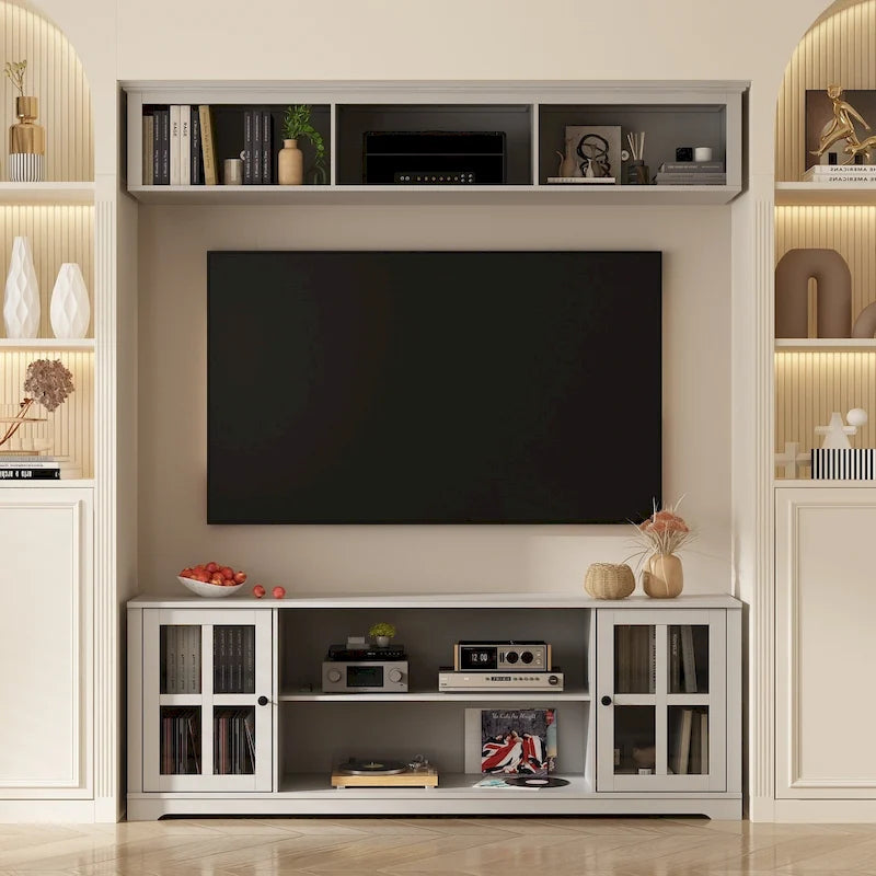 Ensemble de salon avec meuble TV et deux portes bibliothèque 102/68,1L