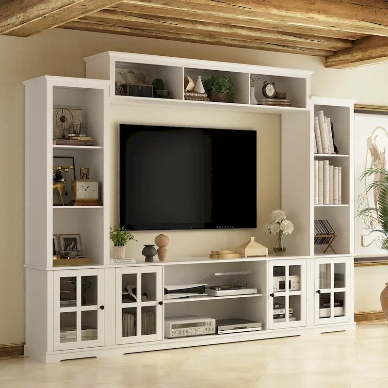 Ensemble de salon avec meuble TV et deux portes bibliothèque 102/68,1L