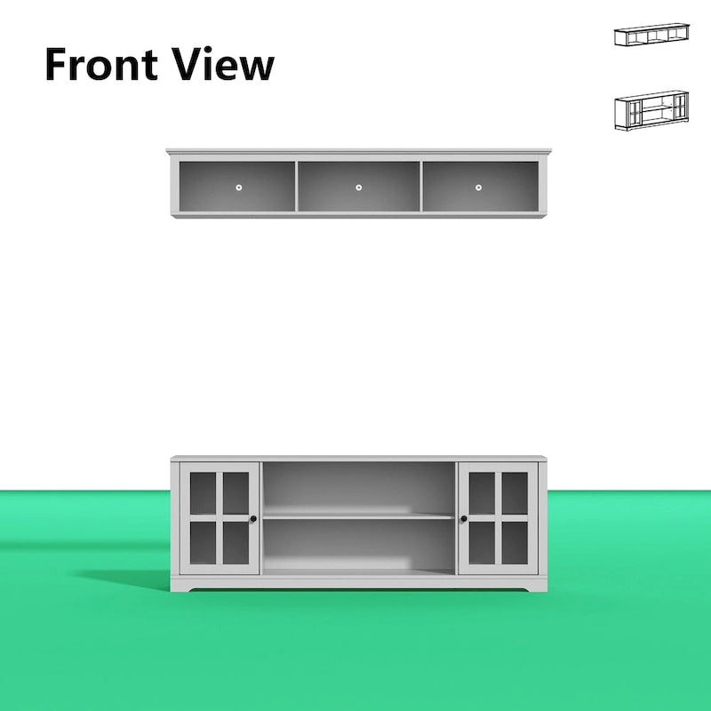 Ensemble de salon avec meuble TV et deux portes bibliothèque 102/68,1L
