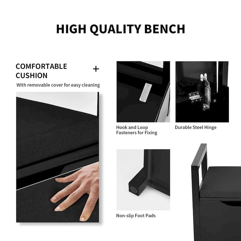 Banc à chaussures en bois pour entrée, chambre ou salon