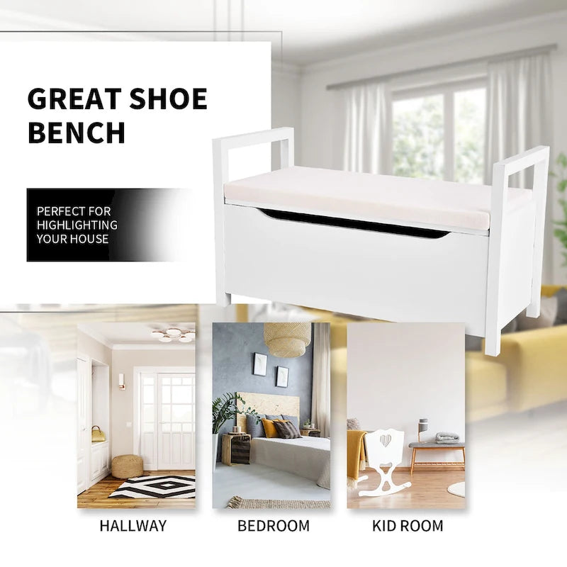 Banc à chaussures en bois pour entrée, chambre ou salon