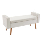 Banc de rangement en velours Brynn de Porthos Home avec pieds en bois d'hévéa