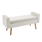 Banc de rangement en velours Brynn de Porthos Home avec pieds en bois d'hévéa