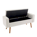 Banc de rangement en velours Brynn de Porthos Home avec pieds en bois d'hévéa