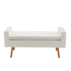 Banc de rangement en velours Brynn de Porthos Home avec pieds en bois d'hévéa