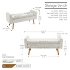 Banc de rangement en velours Brynn de Porthos Home avec pieds en bois d'hévéa