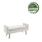 Banc de rangement en velours Brynn de Porthos Home avec pieds en bois d'hévéa