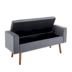 Banc de rangement en velours Brynn de Porthos Home avec pieds en bois d'hévéa