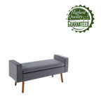 Banc de rangement en velours Brynn de Porthos Home avec pieds en bois d'hévéa