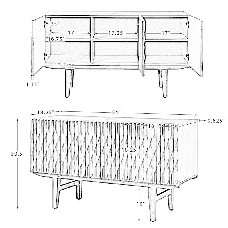Buffet Joanna à motifs géométriques sculptés modernes par HULALAHOME