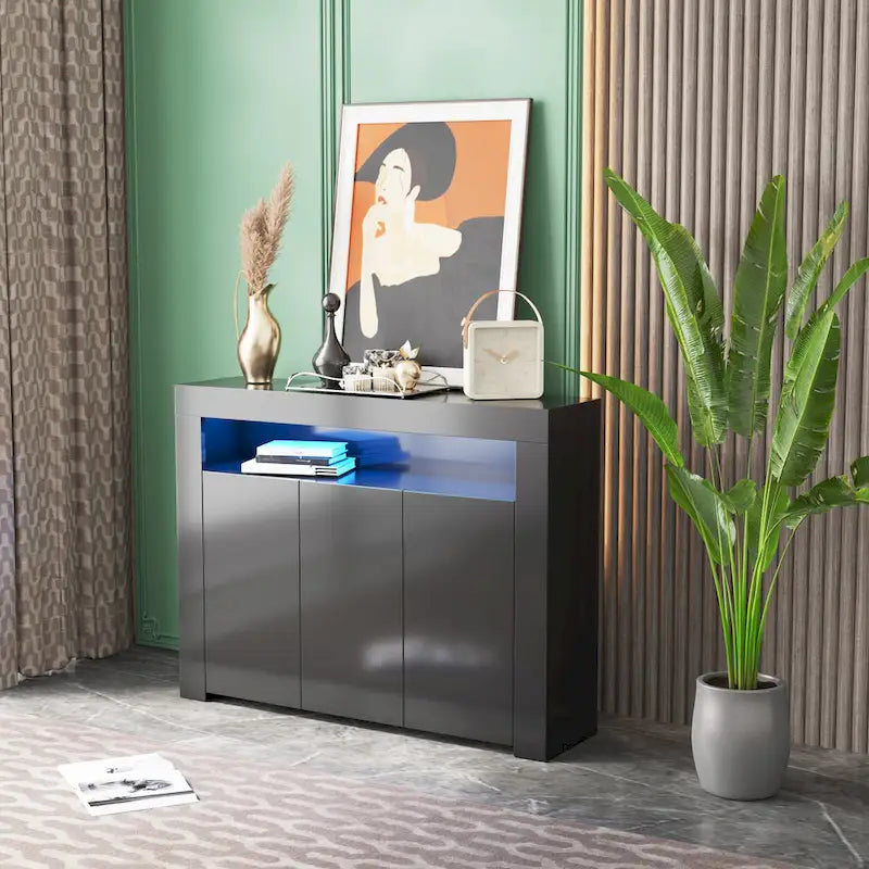 Buffet de salon avec éclairage LED et 3 portes