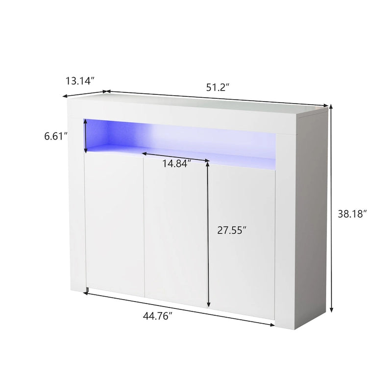 Buffet de salon avec éclairage LED et 3 portes