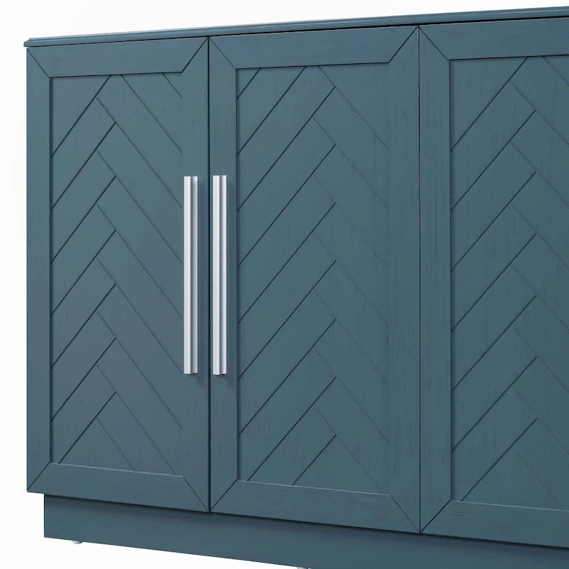 Buffet à 4 portes, grand espace de rangement avec étagères réglables