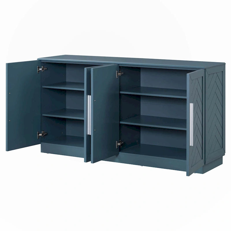 Buffet à 4 portes, grand espace de rangement avec étagères réglables