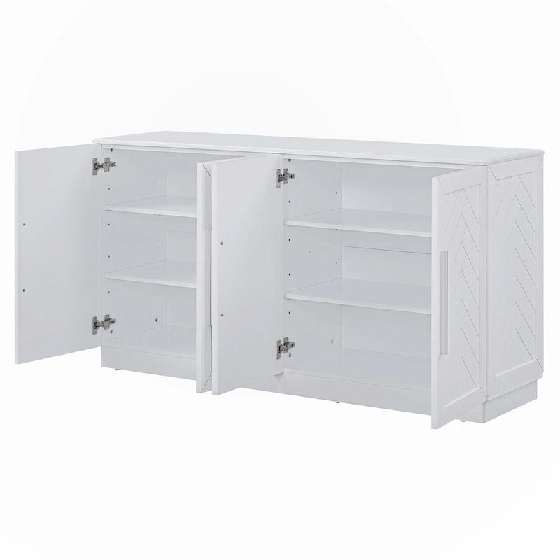 Buffet à 4 portes, grand espace de rangement avec étagères réglables