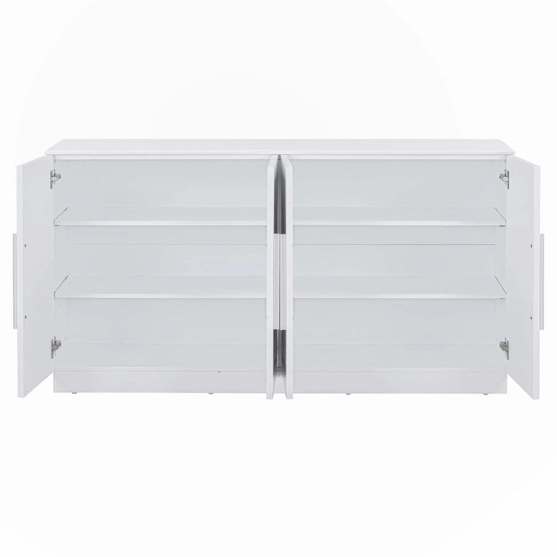 Buffet à 4 portes, grand espace de rangement avec étagères réglables