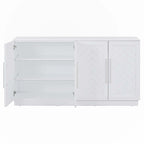 Buffet à 4 portes, grand espace de rangement avec étagères réglables