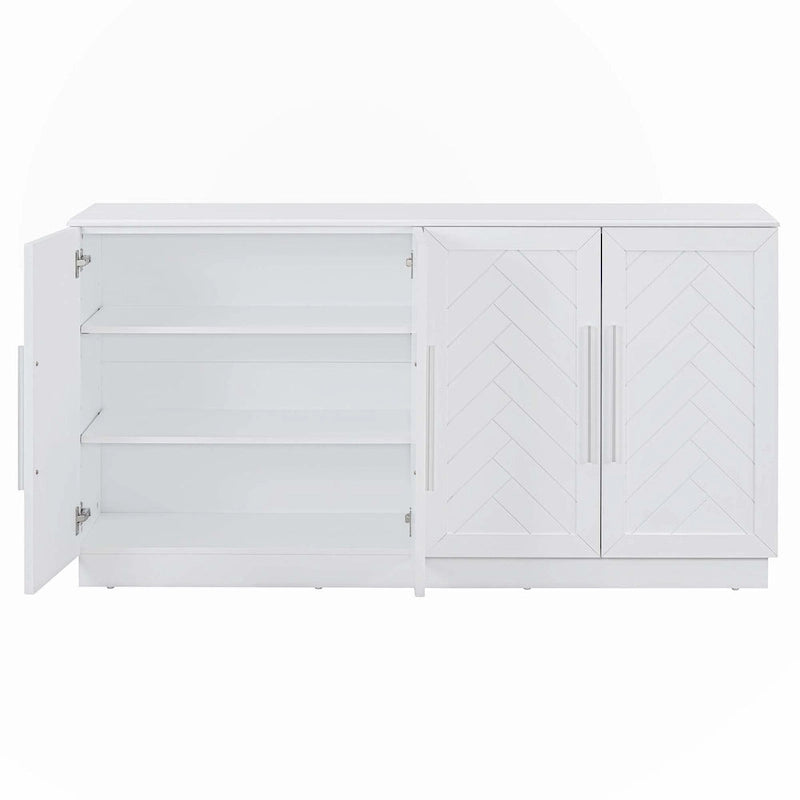 Buffet à 4 portes, grand espace de rangement avec étagères réglables