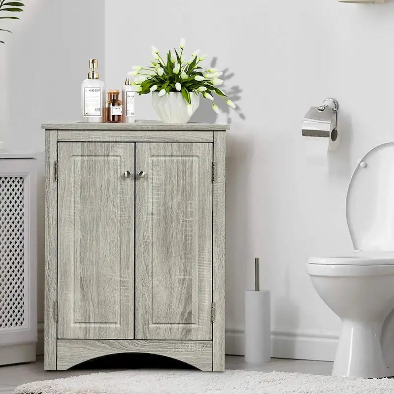 Meuble d'angle autoportant à 2 portes et étagères réglables - 80 cm de hauteur