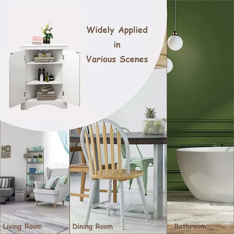 Meuble d'angle autoportant à 2 portes et étagères réglables - 80 cm de hauteur