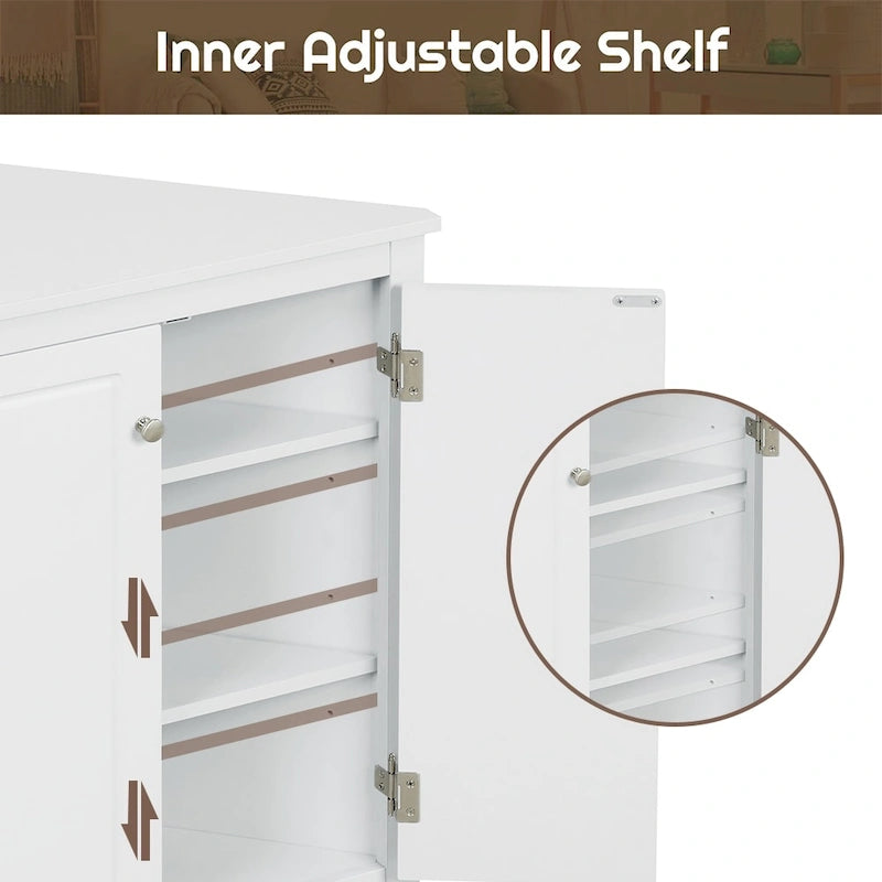 Meuble d'angle autoportant à 2 portes et étagères réglables - 80 cm de hauteur