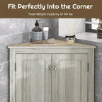 Meuble d'angle autoportant à 2 portes et étagères réglables - 80 cm de hauteur