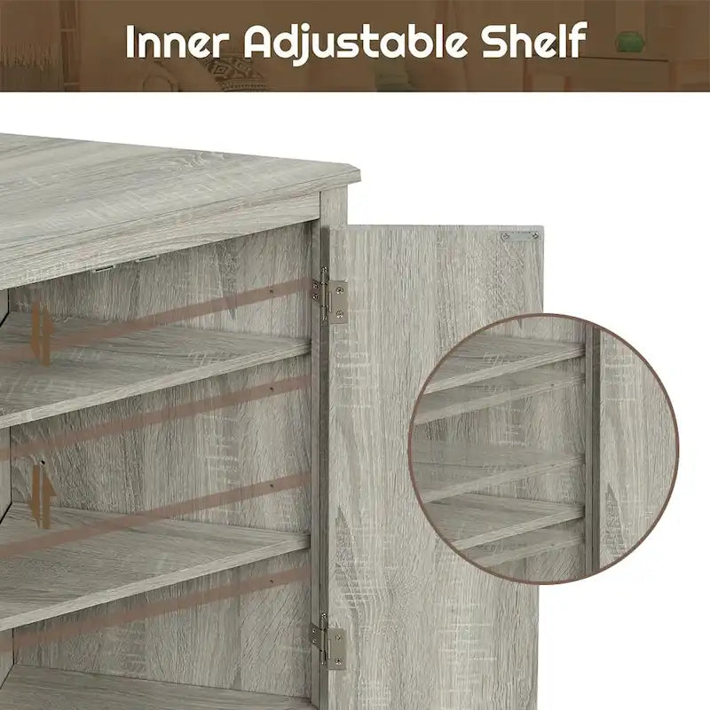 Meuble d'angle autoportant à 2 portes et étagères réglables - 80 cm de hauteur