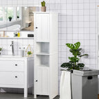 Modern White Wood Free-standing Assembled Cabinet with 2 Doors and 6 Shelfs
