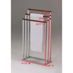 Porte-serviettes sur pied en métal chromé et bois de noyer